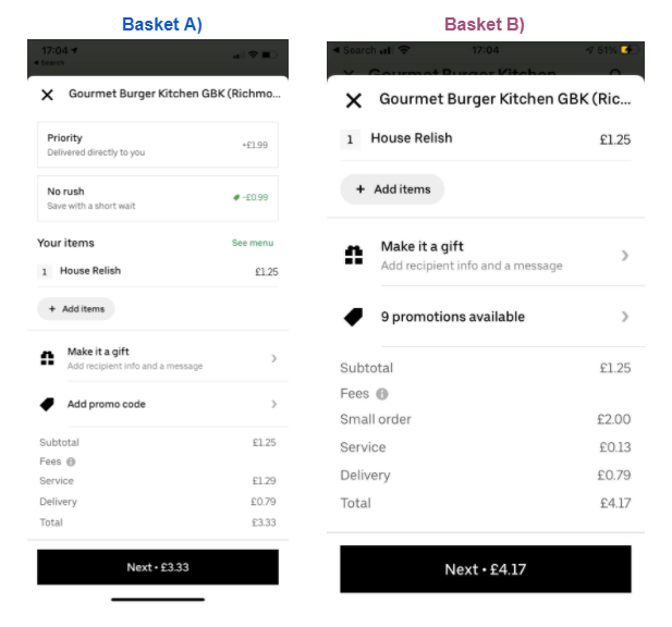 Deliveroo and UberEats fees